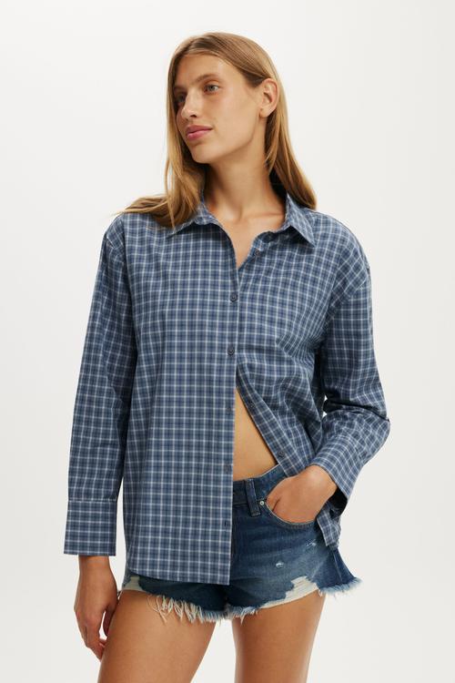 Sloane Oversized Shirt - Blue Check