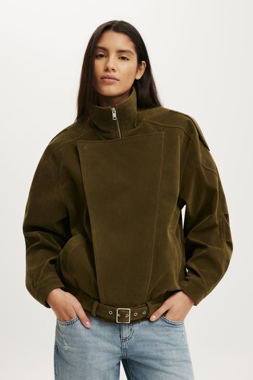 Cove Biker Jacket - Dark Olive