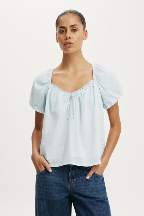 The Daydream Babydoll Top - Seaside Blue