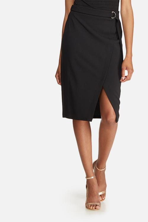 Mock wrap pencil skirt
