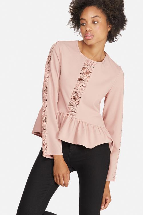Peplum lace inset blouse