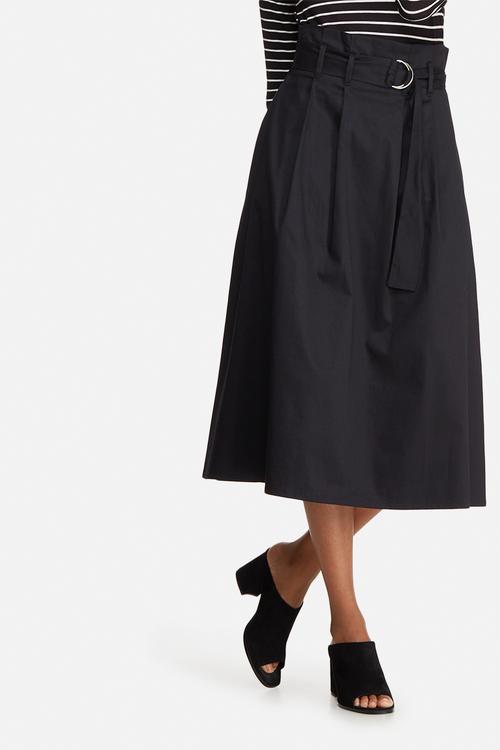 Belted high waisted midi skirt