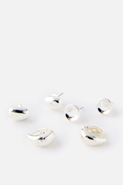 3 Pack Mid Earring -Up Silver Bubble