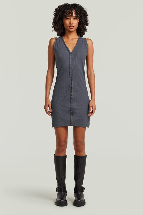 Hook & eye slim rib r t dress wmn - petrol