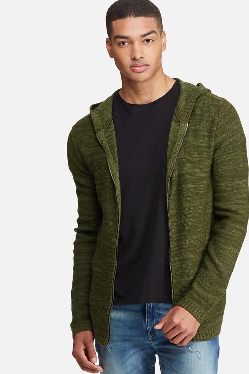 Long zip through knit hoodie