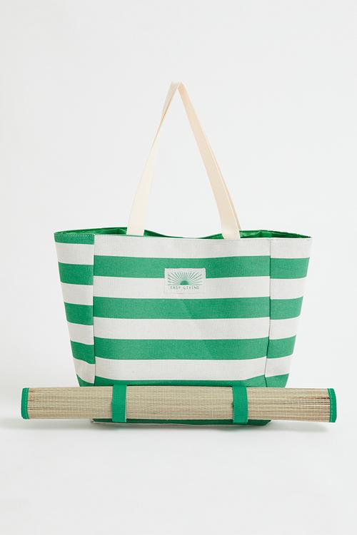 Stripe beach bag - Green
