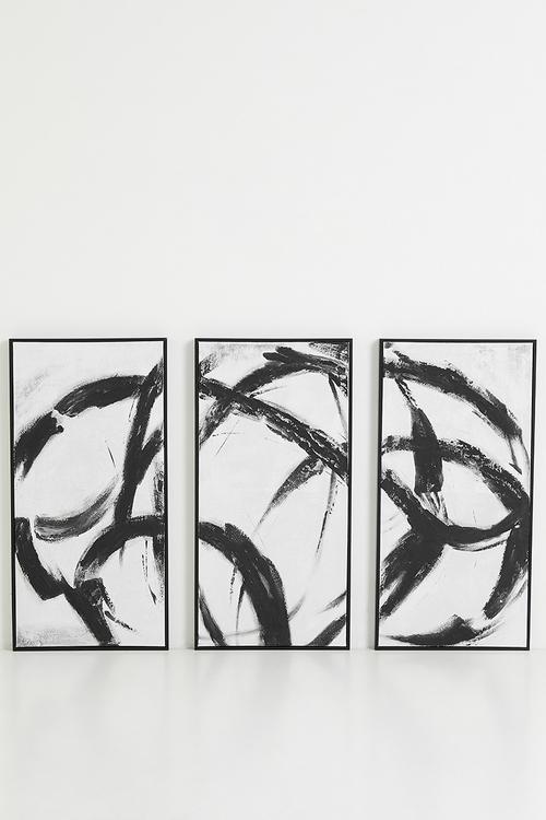 Tribus Framed Wall Art Set of 3 - Black