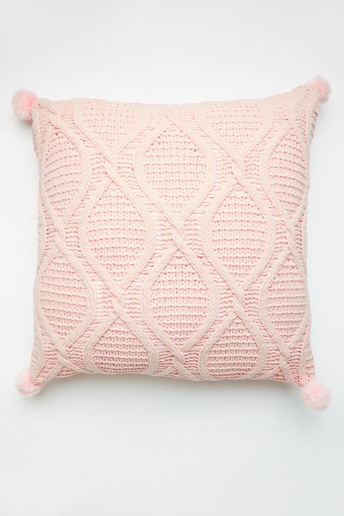 Cable knit cushion - pink