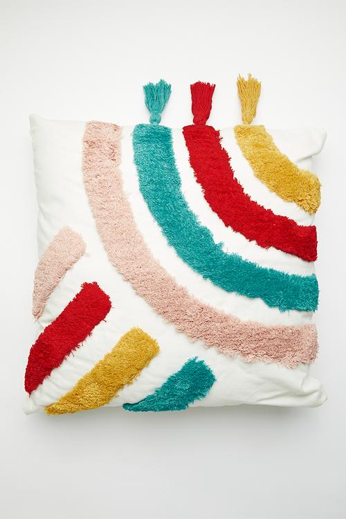 Tufted rainbow cushion - multi