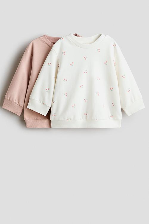 2-Pack cotton sweatshirts - light pink/cherries