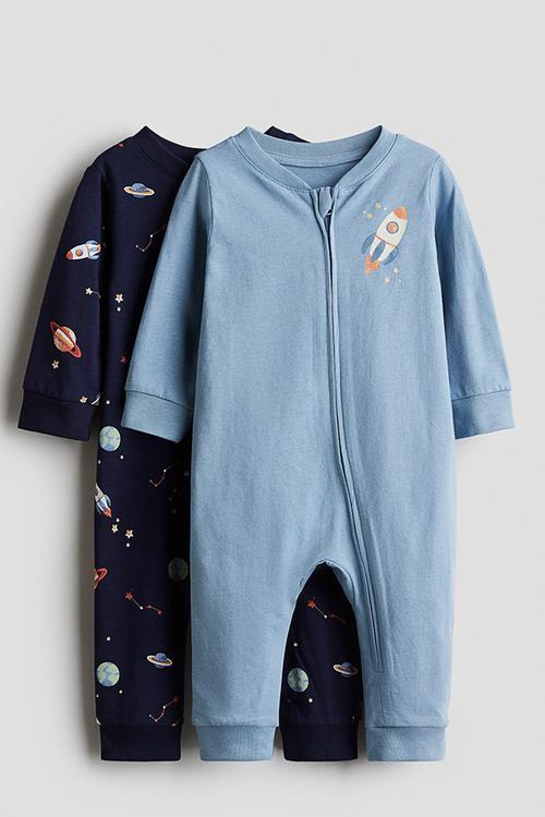 2-Pack cotton sleepsuits - navy blue/space 