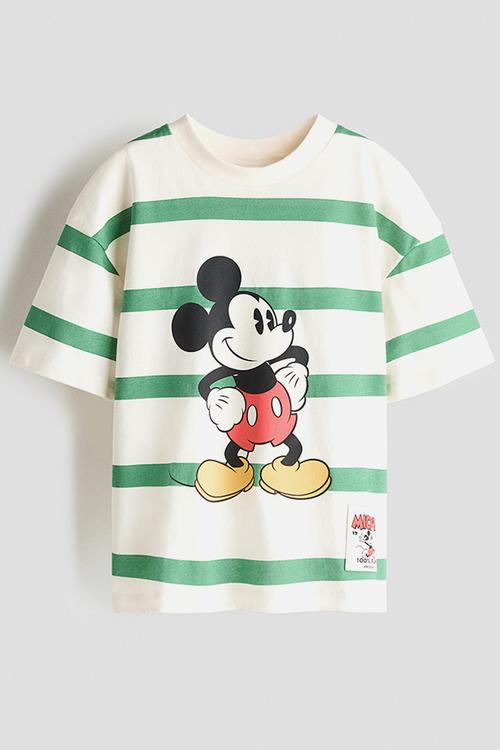 Oversized printed T-shirt - cream/mickey mouse