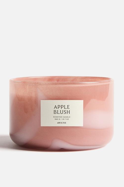 Large scented candle in glass holder - apple blush