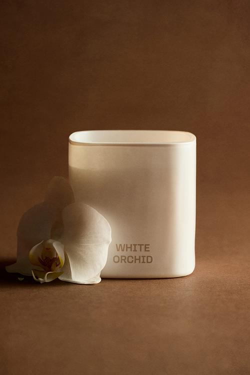 Scented candle in glass holder - white orchid
