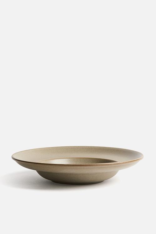 Reactive-glaze soup plate - beige