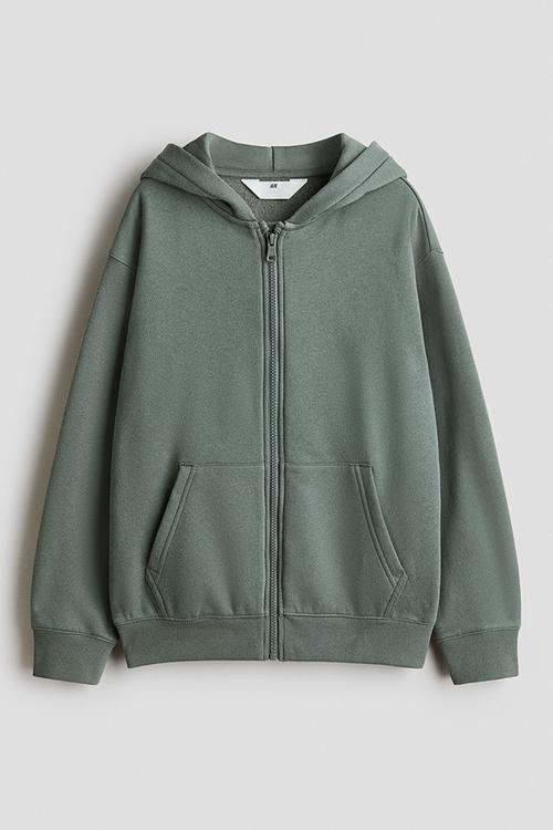 Zip-through hoodie - khaki green