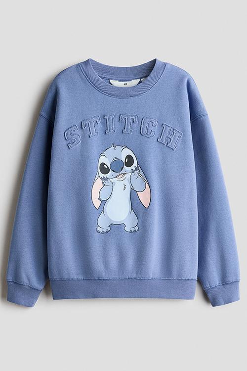 Oversized print-motif sweatshirt - dusty blue/lilo & stitch