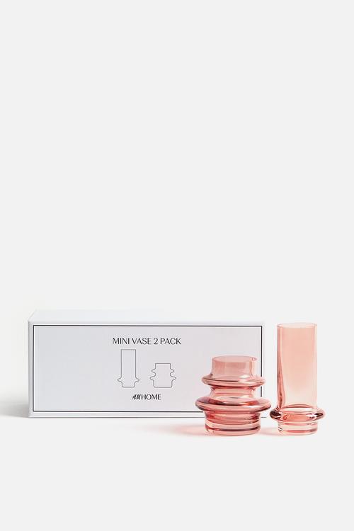 2-pack mini glass vases - pink