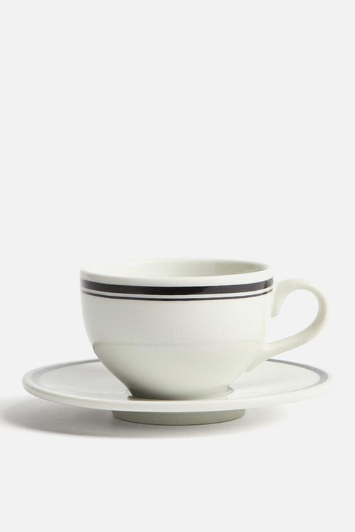 Cappuccino cup and saucer - white/black