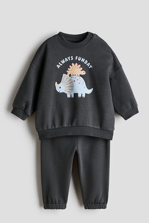2-Piece printed sweatshirt set - dark grey/always funday