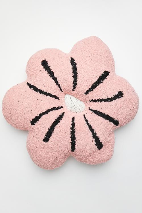 Flower-shaped plush cushion - pink