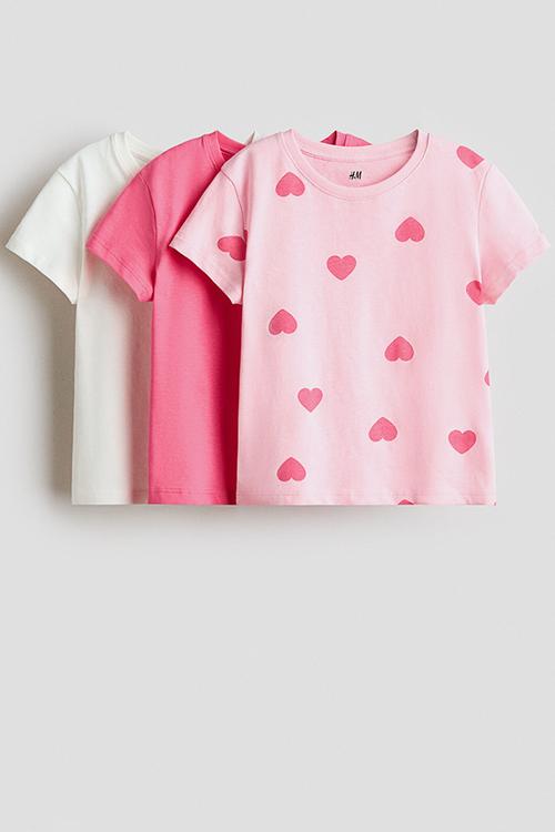 3-Pack T-shirts - pink/hearts