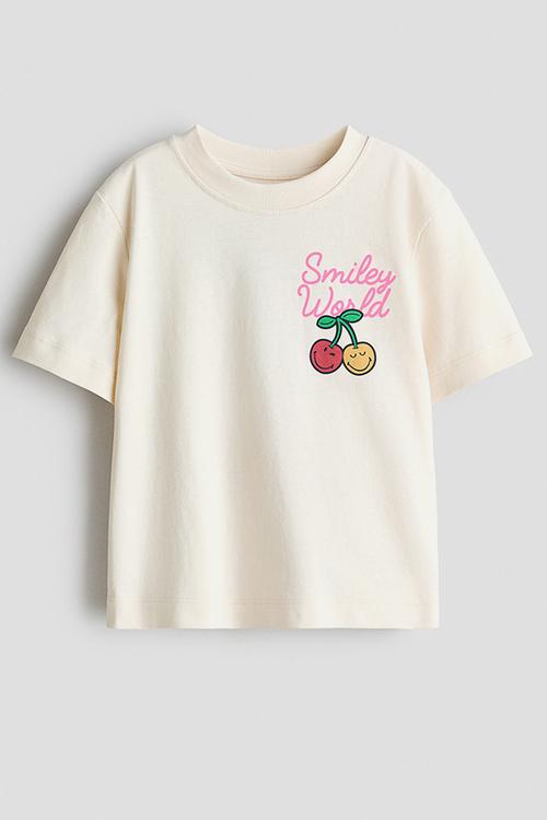 Loose-fit printed t-shirt - cream/smileyworld?