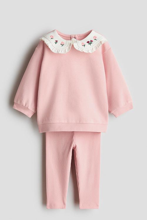 2-Piece top and leggings set - light pink/flowers