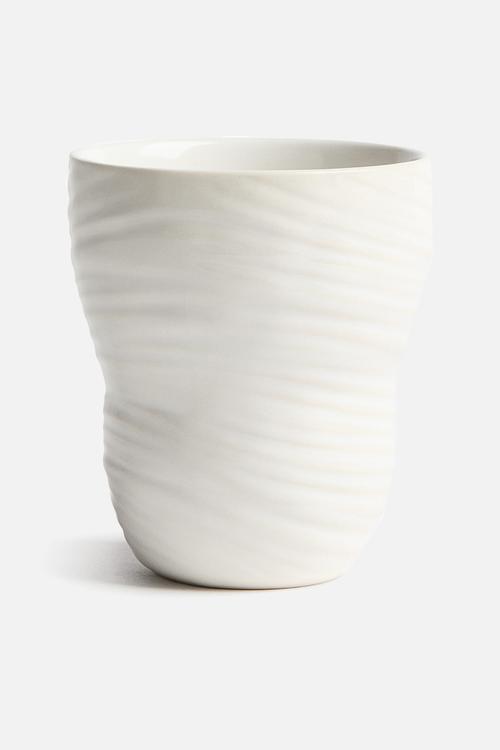 Textured stoneware mug - white
