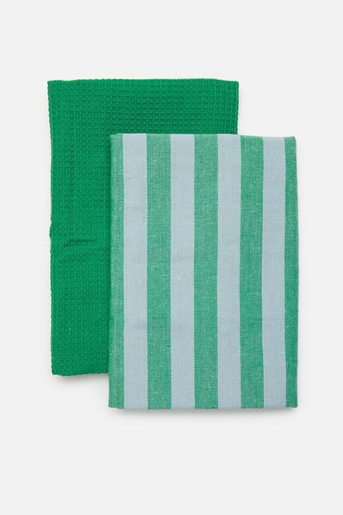Spring kitchen towel set of 2 - Blue & Green 