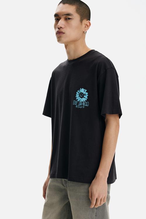 Loose fit printed t-shirt - black/keep the wild