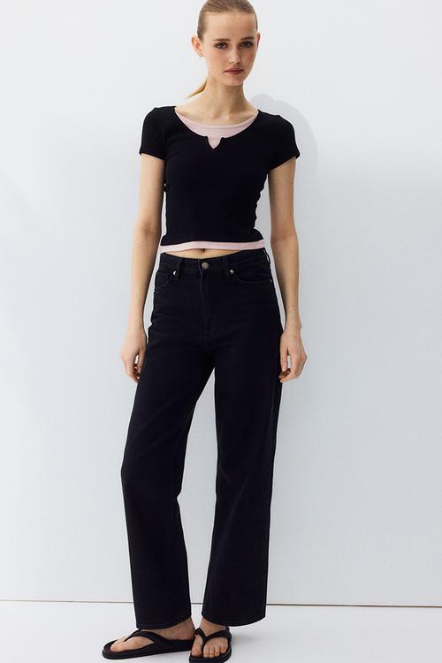 Straight high jeans - black