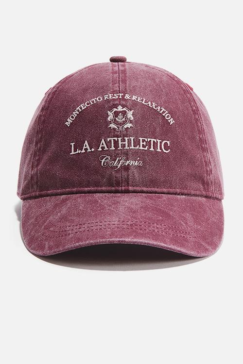 Embroidered-motif twill cap - dark red/l.a. athletic