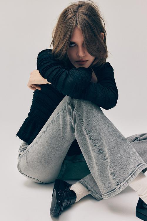 Flared low jeans - washed grey