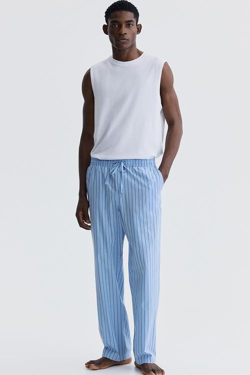 Relaxed fit poplin trousers - light blue/striped