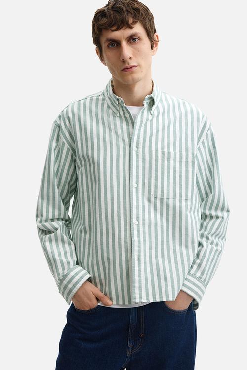 Relaxed fit oxford shirt - green/striped