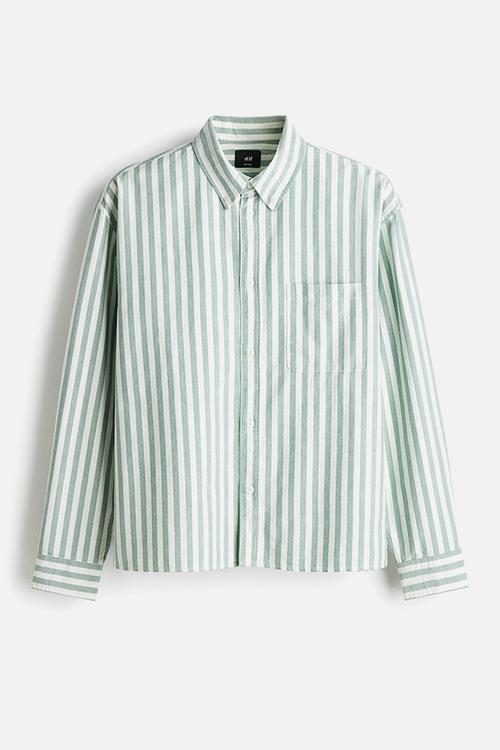 Relaxed fit oxford shirt - green/striped