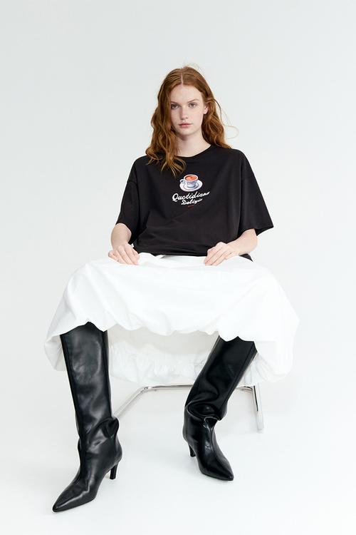 Oversized print-motif t-shirt - dark grey/espresso