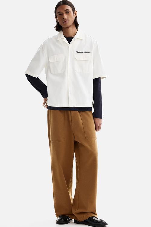 Relaxed fit cotton joggers - dark beige