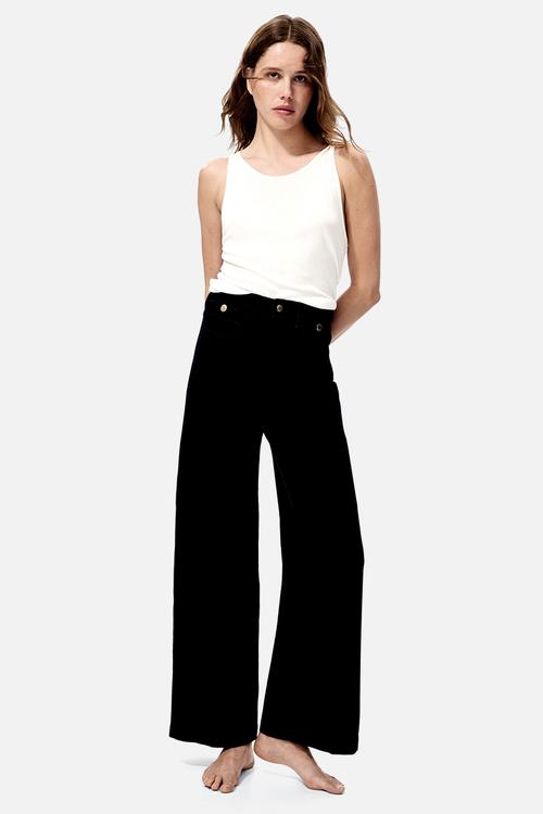 Wide high waist ankle jeans - navy denim blue