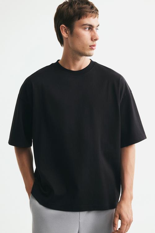 Oversized fit interlock T-shirt - black