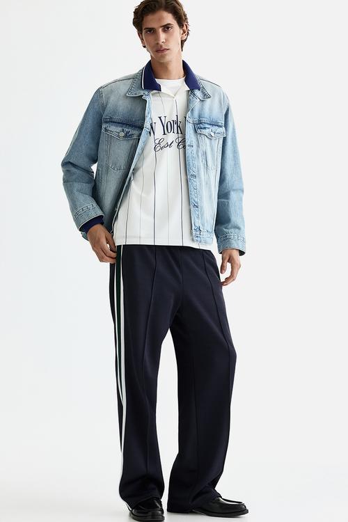 Relaxed fit track pants - navy blue/stripes