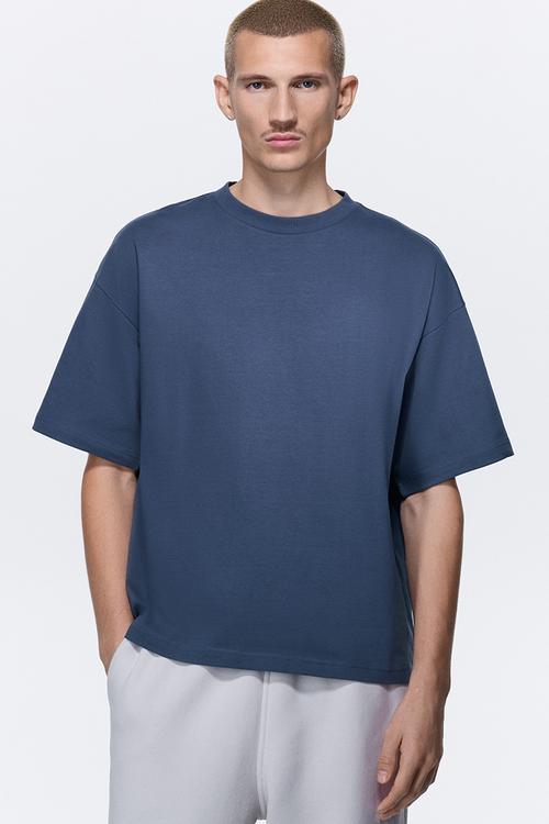 Oversized fit cotton t-shirt - blue