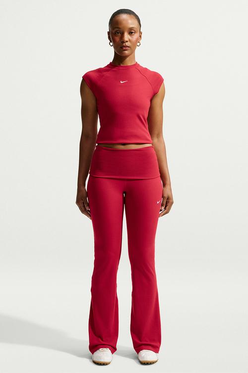 W Nsw Chill Knit Rib Pant - Tough Red/White