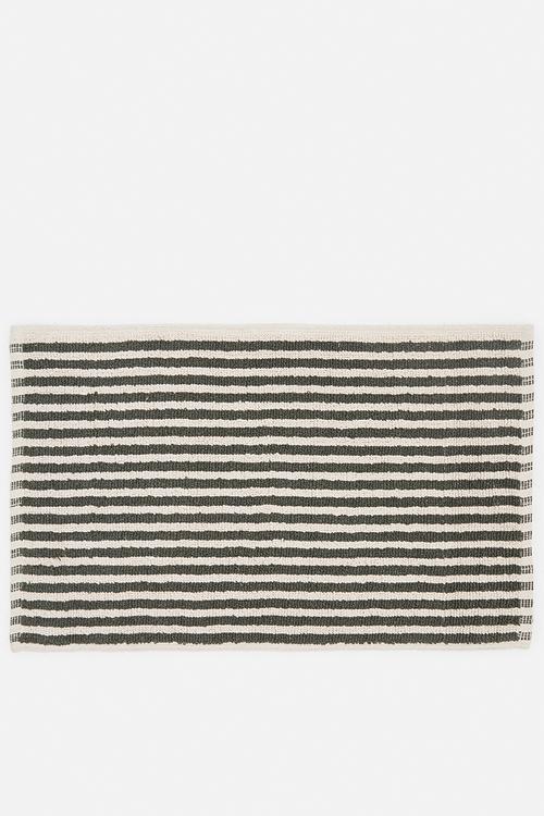 Cotton Woven Stripe Bath Mat - Olive