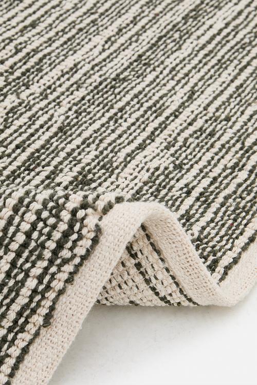 Cotton Woven Stripe Bath Mat - Olive
