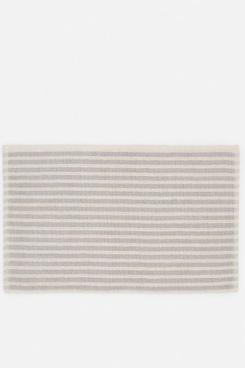 Cotton Woven Stripe Bath Mat - Charcoal