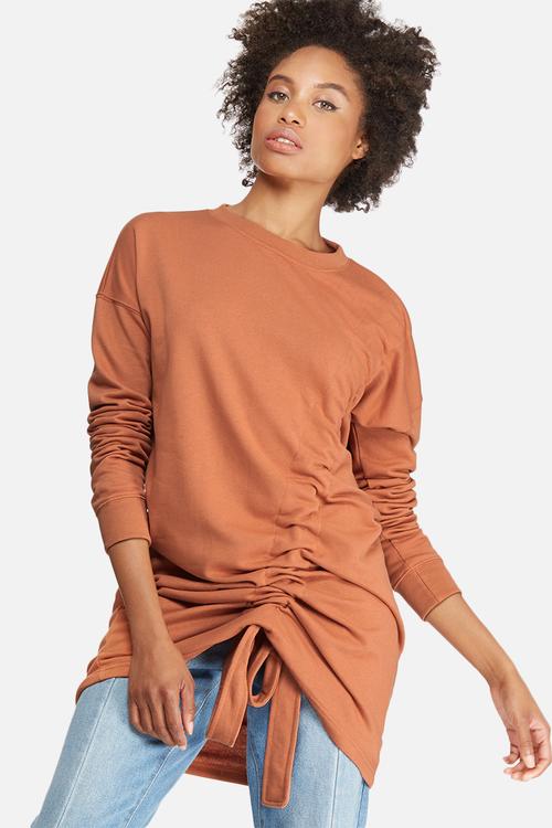Ruched detail sweat dress