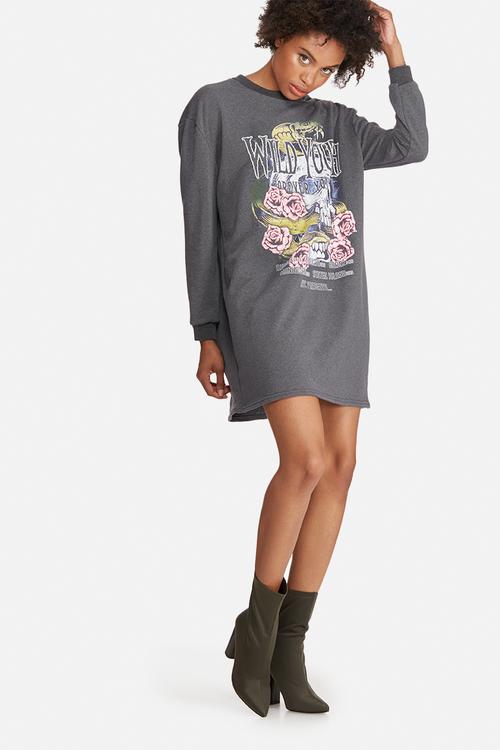 Wild youth graphic printed rock sweat dress