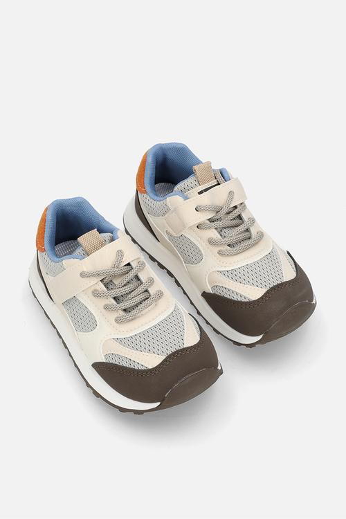 Mesh design sneakers - neutral multi/orange
